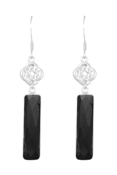 Hematite & Love Knot Drop Earrings - SF