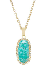 Amazonite Halo Pendant Necklace - GF