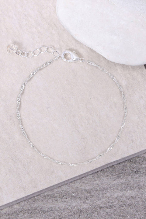 Silver Plated 2mm Singapore Chain Bracelet - SP