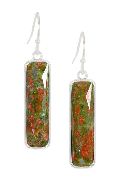 Unakite Rectangle Drop Earrings - SF