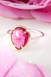 Raspberry Crystal Teardrop Ring - SF