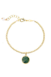 Moss Agate Beaded Charm Bracelet - GF