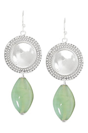 Green Murano Glass & Vintage Disc Drop Earrings - SF