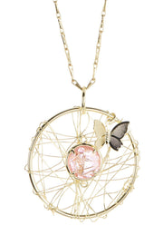 Pink Crystal Dreamcatcher Necklace - GF