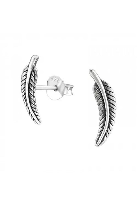 Sterling Silver Leaf Ear Studs - SS