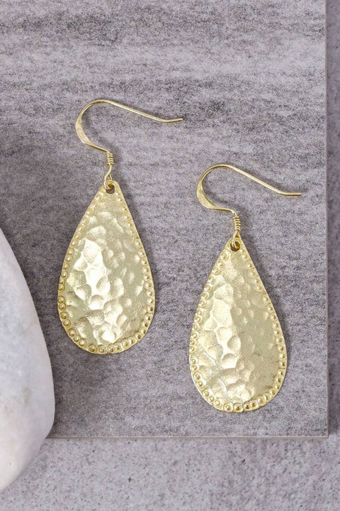 Hammered Drop Earrings - GF