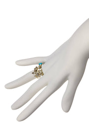 Reconstituted Turquoise & CZ Stack Ring Set - GF