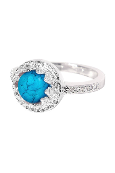 Round Cab Stabilized Turquoise Ring - SF