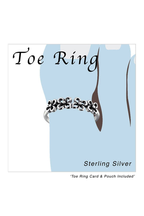 Sterling Silver Flowers Adjustable Toe Ring - SS