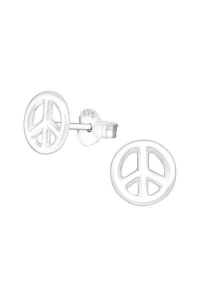 Sterling Silver Peace Sign Ear Studs - SS