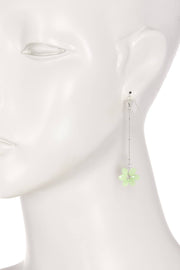 Green Austrian Crystal Flower Bloom Dangle Earrings - SF