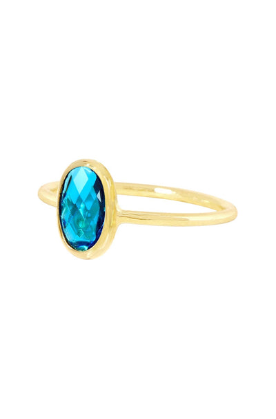 Sky Blue Crystal Petite Oval Ring - GF