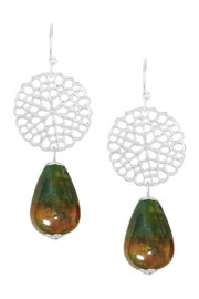 Mixed Jasper & Daisy Disc Drop Earrings - SF