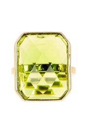 Peridot Crystal Large Rectangle Ring - GF