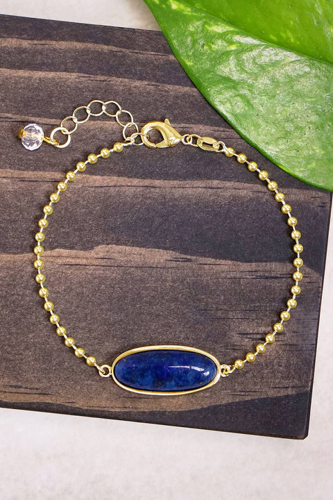 Lapis Beaded Charm Bracelet - GF