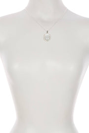 White Cat's Eye & CZ Oval Pendant Necklace - SF