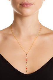 Pink Austrian Crystal Y Necklace - GF