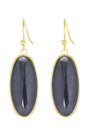 Hematite Oval Drop Earrings - GF