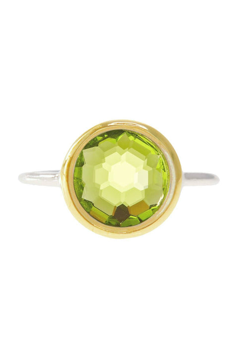 Peridot Crystal 2 Tone Plated Ring - SF