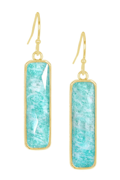 Amazonite Rectangle Drop Earrings - GF