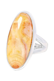 Crazy Lace Agate Oval Cabochon Ring - SF