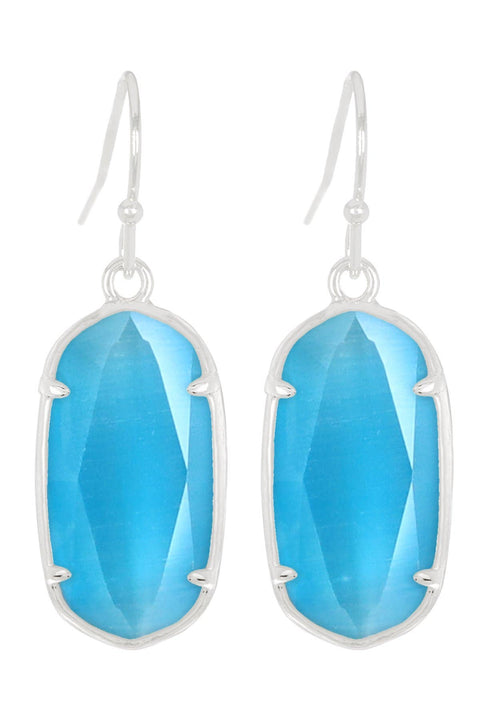 Blue Cat's Eye Drop Earrings - SF