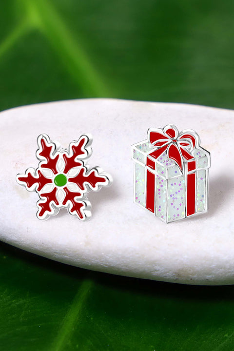 Sterling Silver Christmas Holiday Stud Earrings - SS