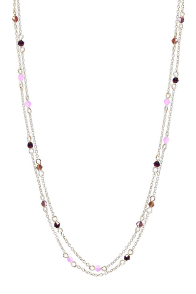 Purple Austrian Crystal Two Strand Necklace - SF