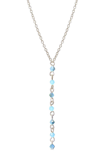 Blue Austrian Crystal Y Necklace - SF