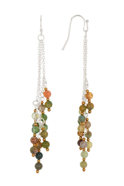 Mixed Jasper Crystal Drop Earrings - SF