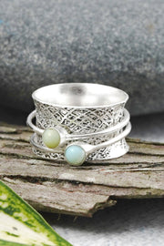 Amazonite Banded Spinner Ring - SF