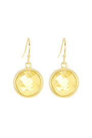 Lemon Crystal Round Drop Earrings - GF