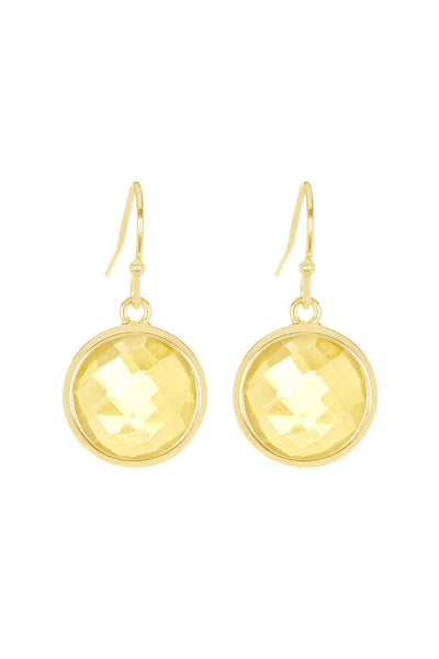 Lemon Crystal Round Drop Earrings - GF