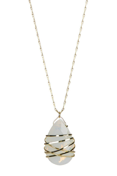 Wrapped Moonstone Crystal Pendant Necklace - GF