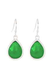 Green Chalcedony Crystal Teardrop Earrings - SF