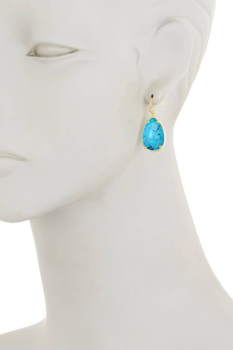 Stabilized Turquoise Pear Cut Earrings - GF