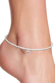 Heart Charm Beaded Anklet - SF