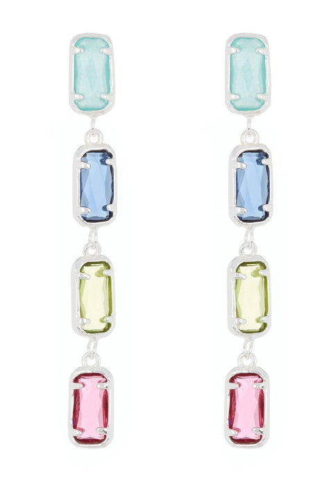 Mixed Crystal Station Earrings - SF