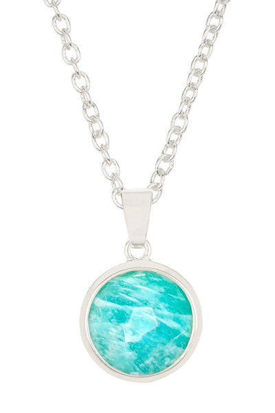 Amazonite Round Pendant Necklace - SF