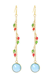 Sky Blue Crystal & Austrian Crystal Drop Earrings - GF