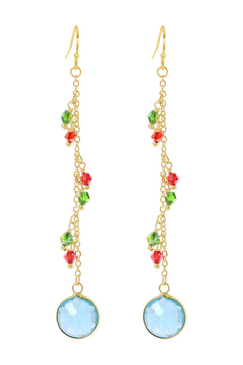 Sky Blue Crystal & Austrian Crystal Drop Earrings - GF