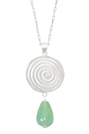 Green Aventurine & Swirl Disc Pendant Necklace - SF