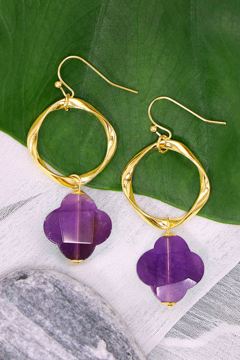 Amethyst & Freeform Hoop Drop Earrings - GF