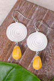 Crazy Lace Agate & Swirl Disc Drop Earrings - SF