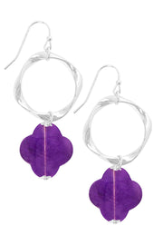 Amethyst & Freeform Hoop Drop Earrings - SF