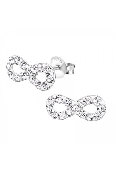 Sterling Silver Infinity Ear Studs With Crystal - SS