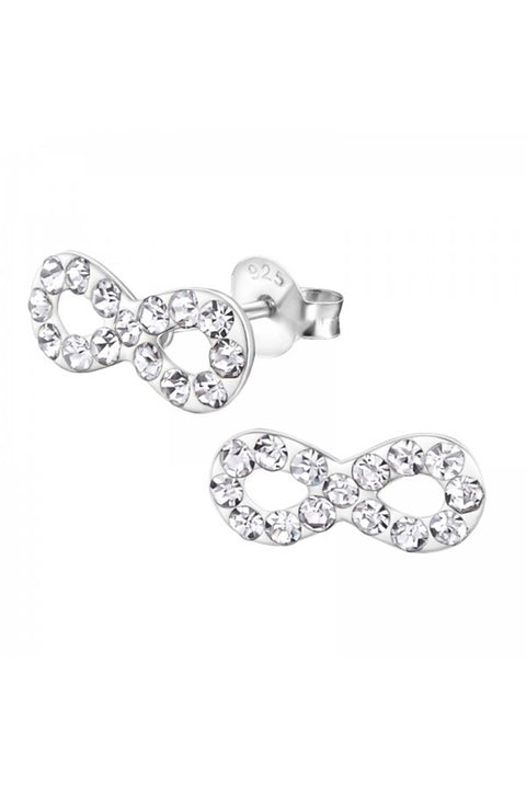 Sterling Silver Infinity Ear Studs With Crystal - SS