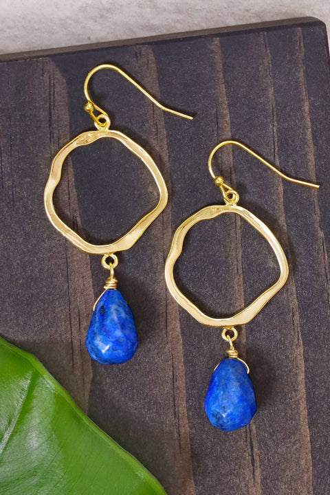 Lapis & Orbit Drop Earrings - GF