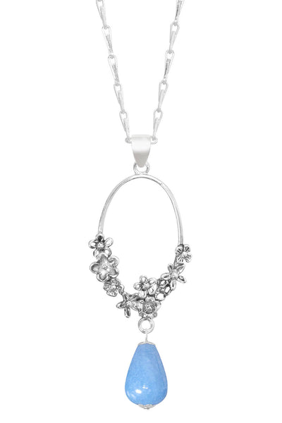 Aquamarine & Blossoms Pendant Necklace - SF