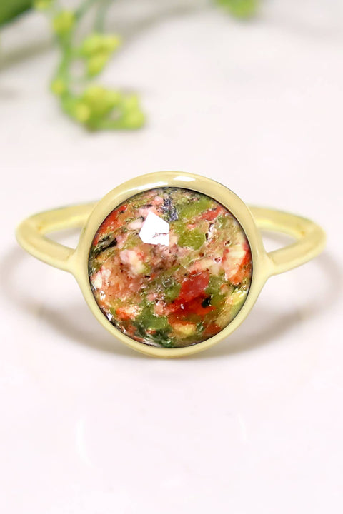 Unakite Lollipop Ring - GF